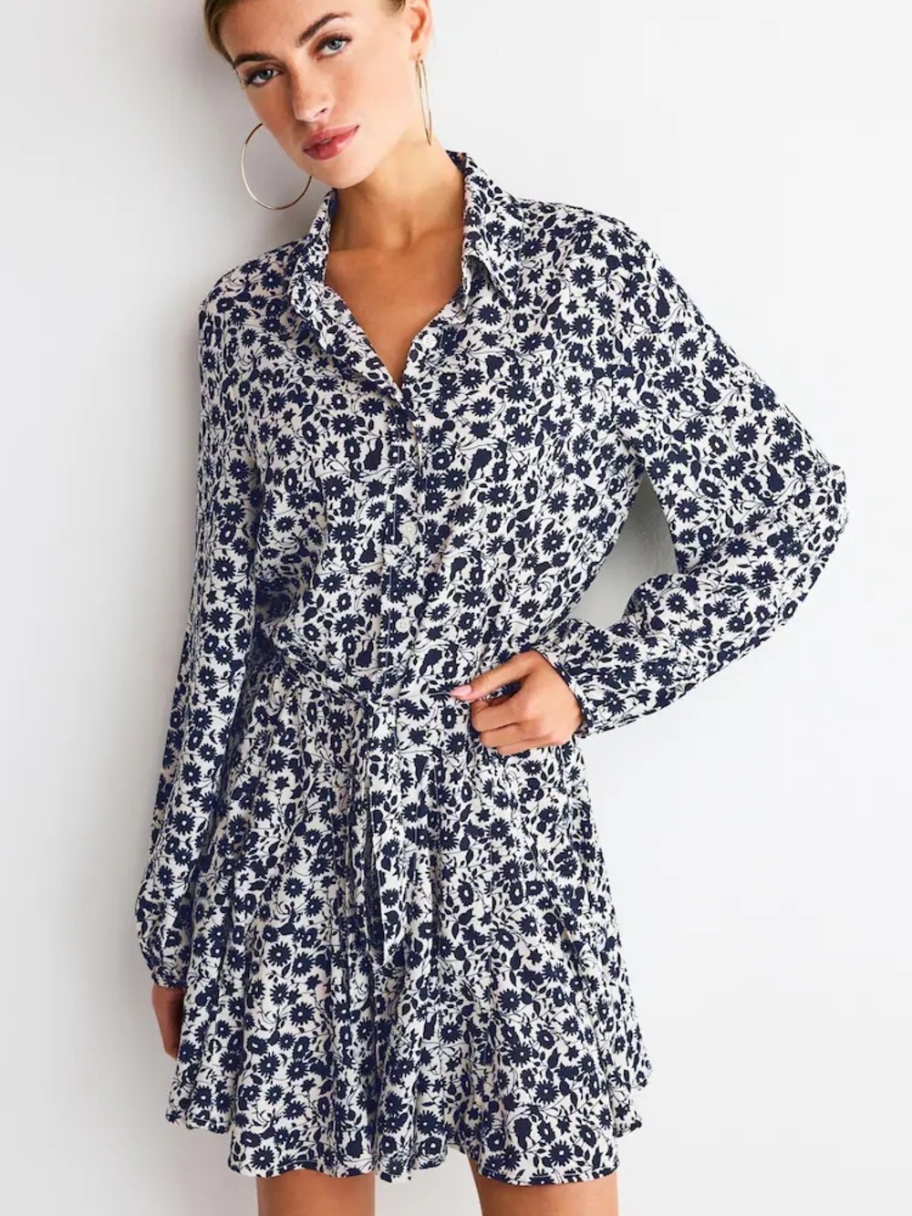 J.Crew Ditsy Floral Button Collared Long Sleeve Cottage Boho Sun Business Dress